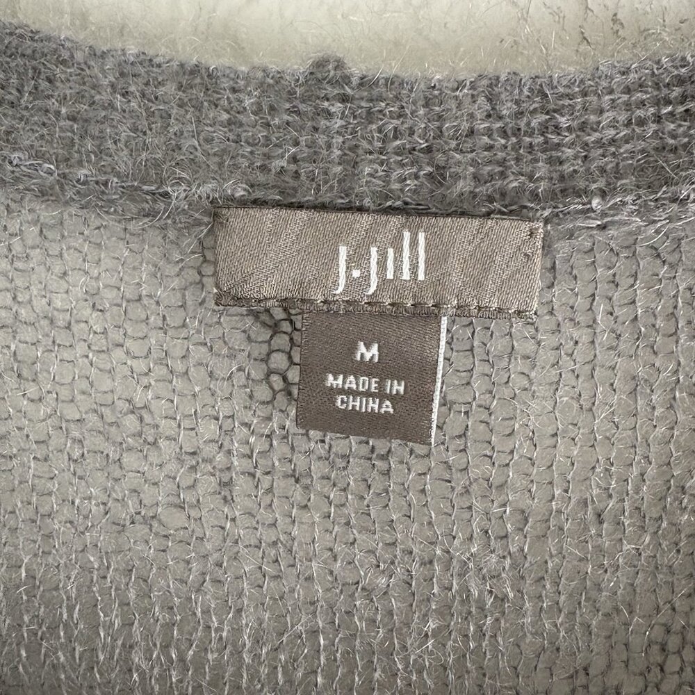 J Jill Womens Sweater Size Medium Gray Long Sleeve Thin Sheer Casual Mohair - Picture 6 of 10